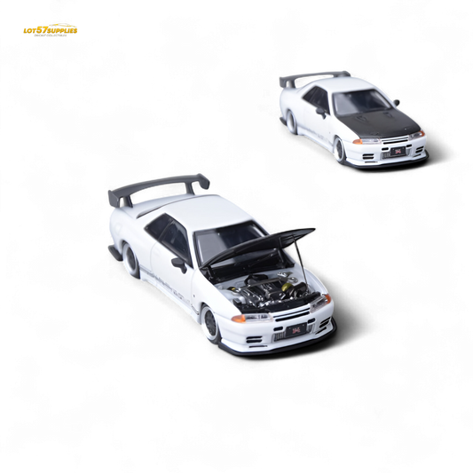 White Nissan Skyline GT-R R32 diecast model by Lot57Supplies, detailed Focal Horizon Horizon Skyline GT-R VR32 1:64 scale.