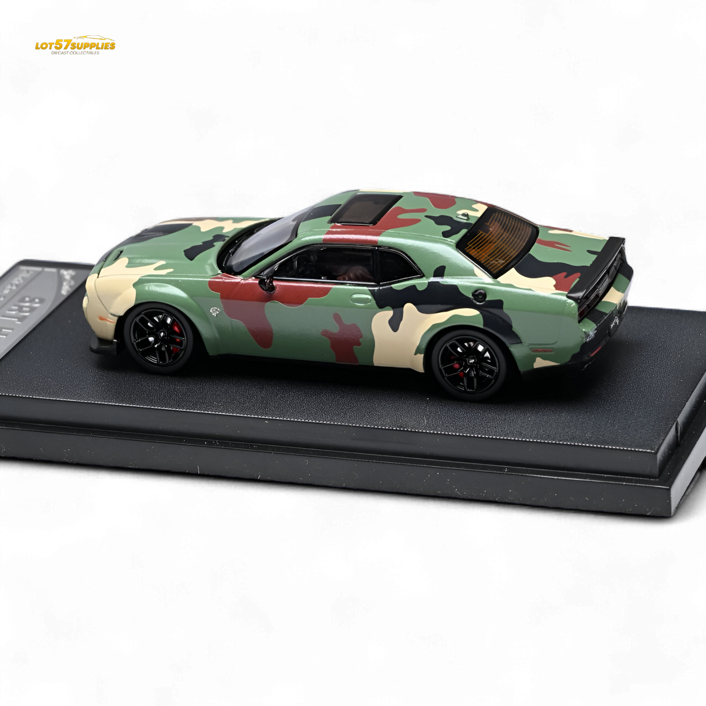 Pre-order 1:64 scale Dodge Challenger SRT Hellcat diecast model in Army Green by Lot57Supplies Diecast Shop