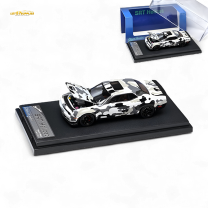 (Pre-Order) Stance Hunters Dodge Challenger SRT Hellcat Arctic Camo 1:64 - Evergreen Kings