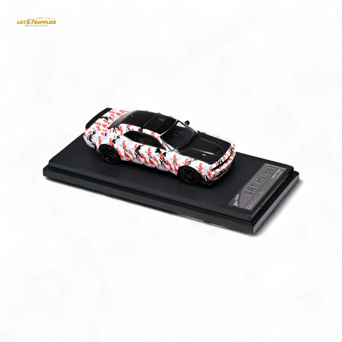 Pre-order Stance Hunters Dodge Challenger SRT Hellcat 1:64 scale diecast model in black with detailed exterior features.