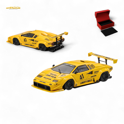Yellow Lamborghini Countach diecast model by Vision64 LB, detailed 1:64 scale luxury car from Lot57Supplies Diecast Shop