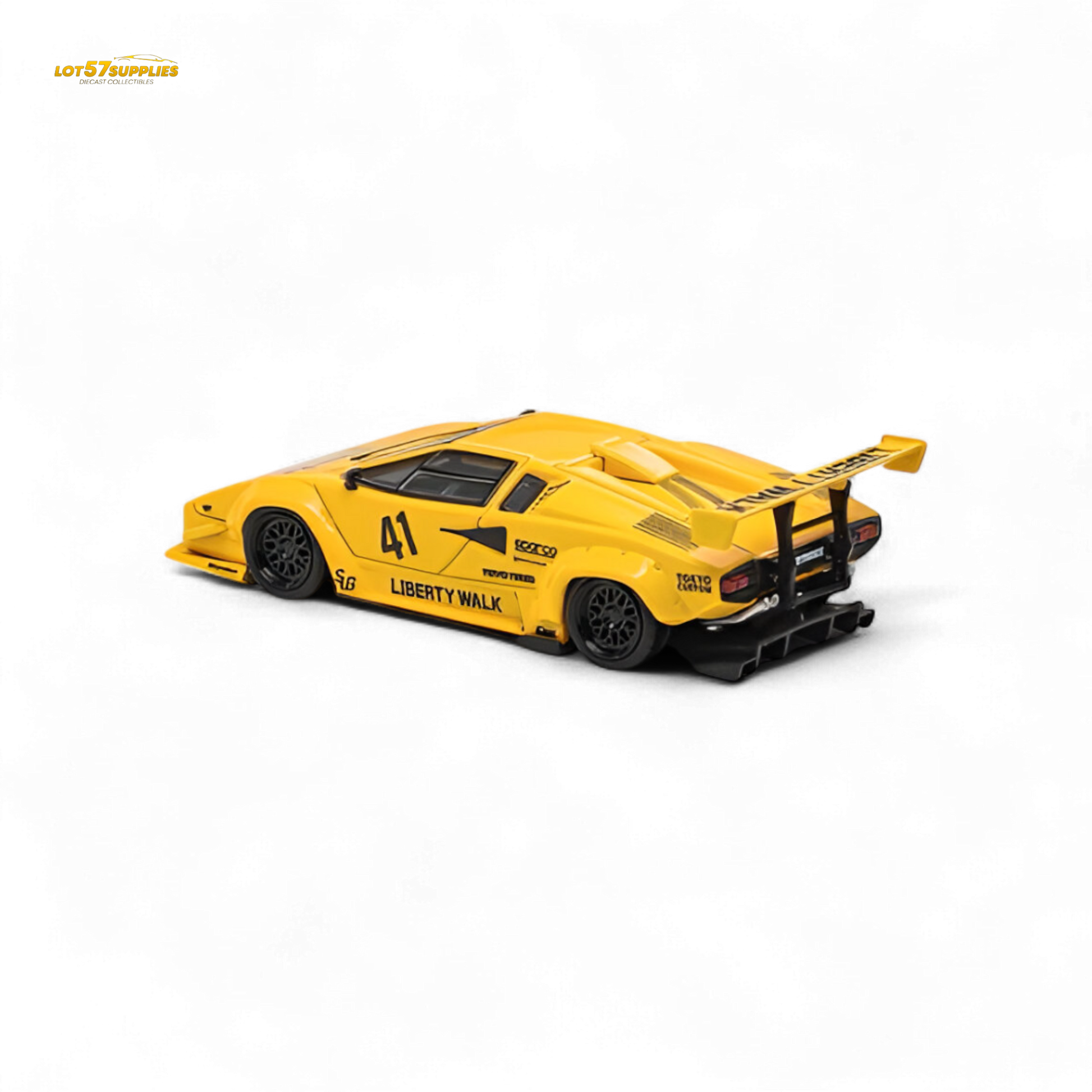 Yellow Lamborghini Countach diecast model in 1:64 scale, luxury version from Vision64 LB by Lot57Supplies Diecast Shop