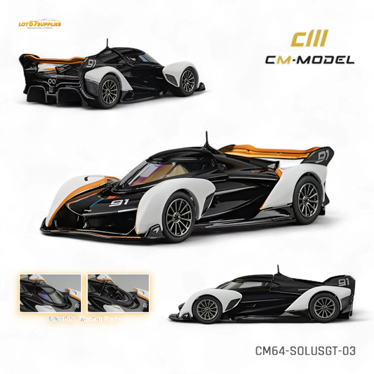 (Pre-Order) CM Model McLaren Solus GT Black White 1:64 - Evergreen Kings