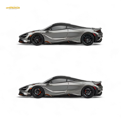 Silver gray McLaren 765LT diecast model in 1:64 scale, detailed miniature car from Lot57Supplies Diecast Shop.