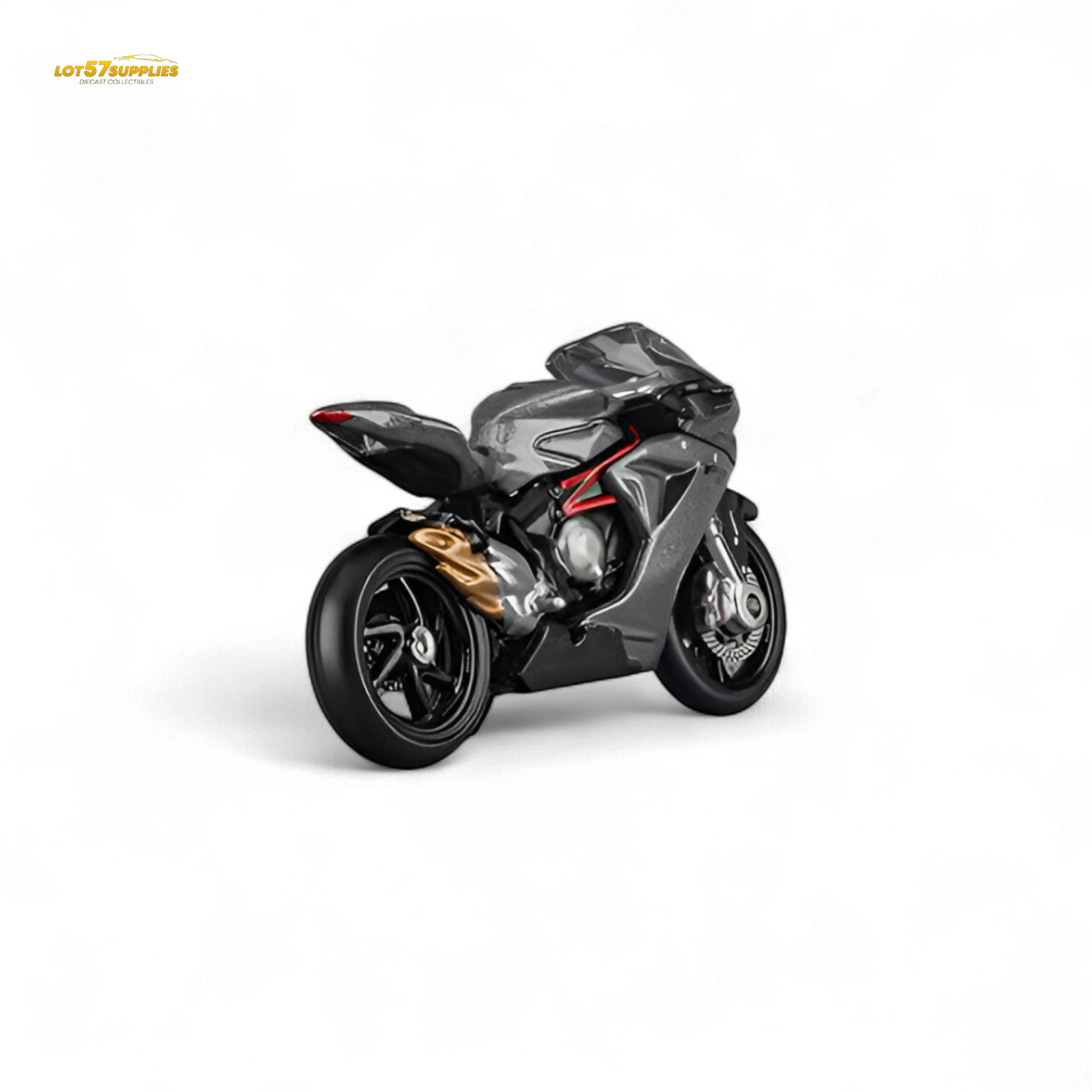 Diecast model of MV Agusta F3 Rosso motorcycle in metallic gray, 1:64 scale, detailed replica by Lot57Supplies Diecast Shop