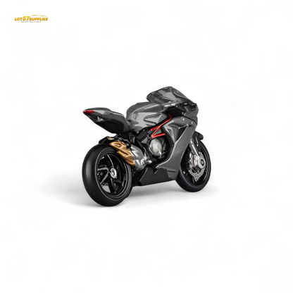 Diecast model of MV Agusta F3 Rosso motorcycle in metallic gray, 1:64 scale, detailed replica by Lot57Supplies Diecast Shop