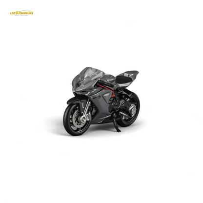 Metallic gray 1:64 scale MV Agusta F3 Rosso diecast model bike by Lot57Supplies Diecast Shop, detailed motorcycle replica.