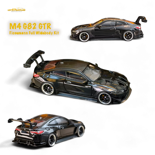 Pre-order SW BMW M4 G82 diecast model with widebody kit in bright black, detailed miniature by Lot57Supplies Diecast Shop.