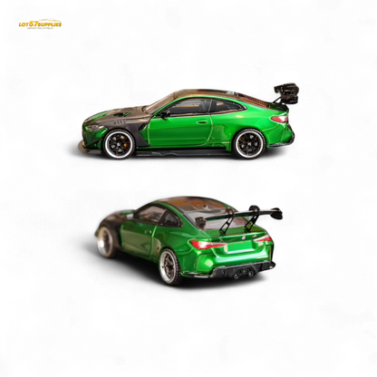 Diecast BMW M4 GTR with widebody kit in Gem Green, 1:64 scale model by Lot57Supplies Diecast Shop.