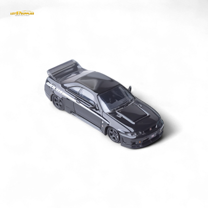 Black 1:64 scale Nissan Skyline GT-R R33 Nismo 400R diecast model by Lot57Supplies Diecast Shop.
