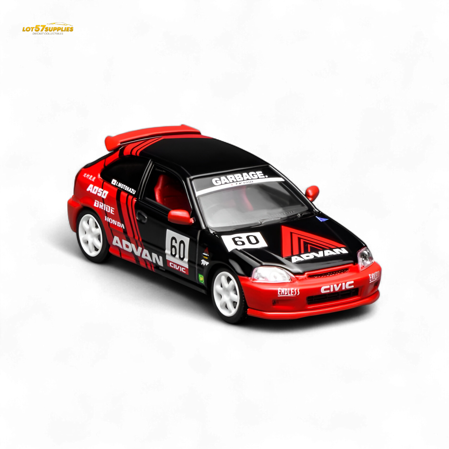 Pre-order Honda Civic Type R EK9 diecast model in Advan livery, 1:64 scale by Lot57Supplies Diecast Shop, detailed and collectible.