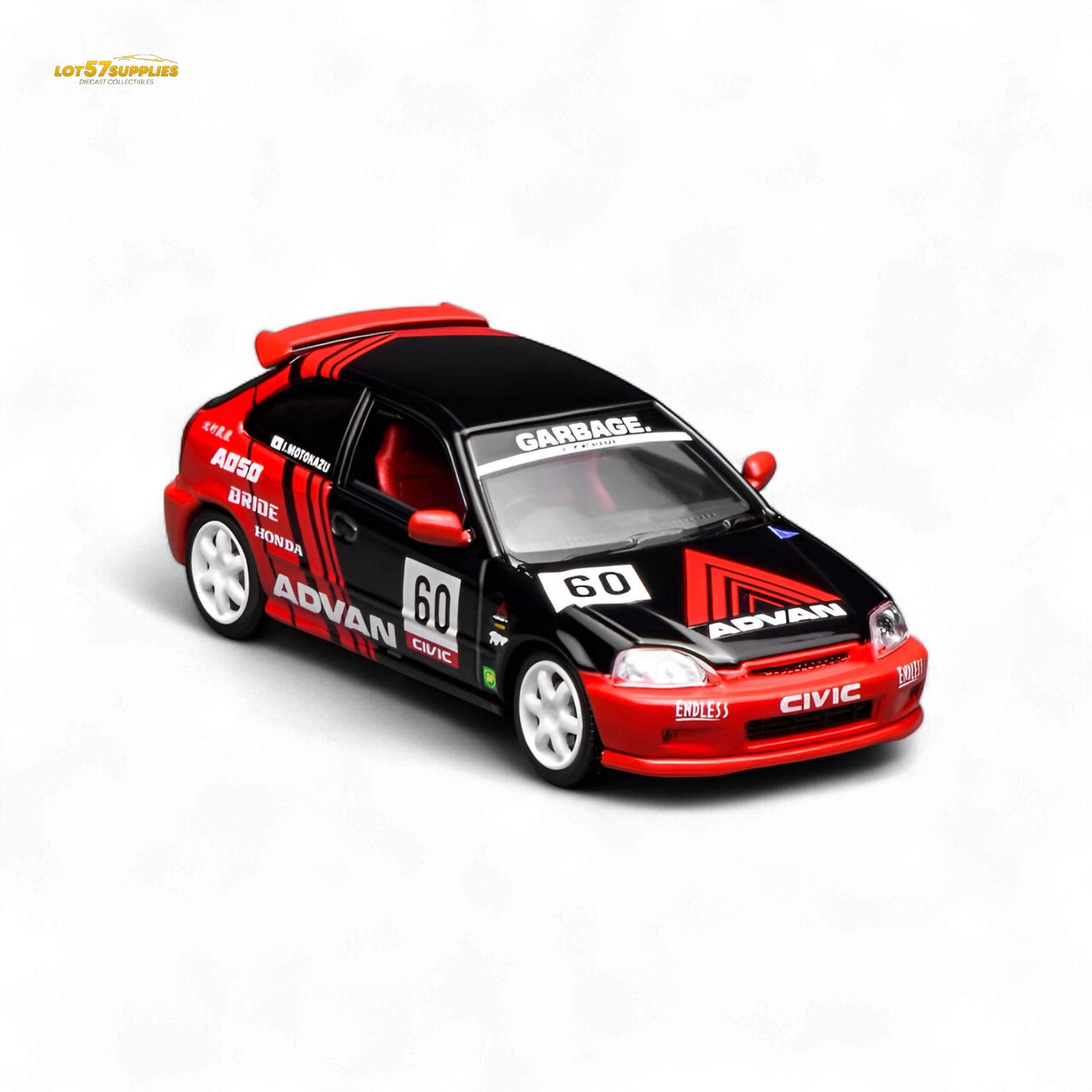 Pre-order Honda Civic Type R EK9 diecast model in Advan livery, 1:64 scale by Lot57Supplies Diecast Shop, detailed and collectible.