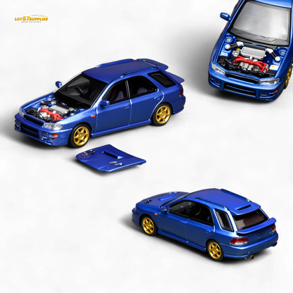 Miniature Subaru Impreza WRX STi wagon diecast model in 1:64 scale by Lot57Supplies Diecast Shop, detailed and realistic.
