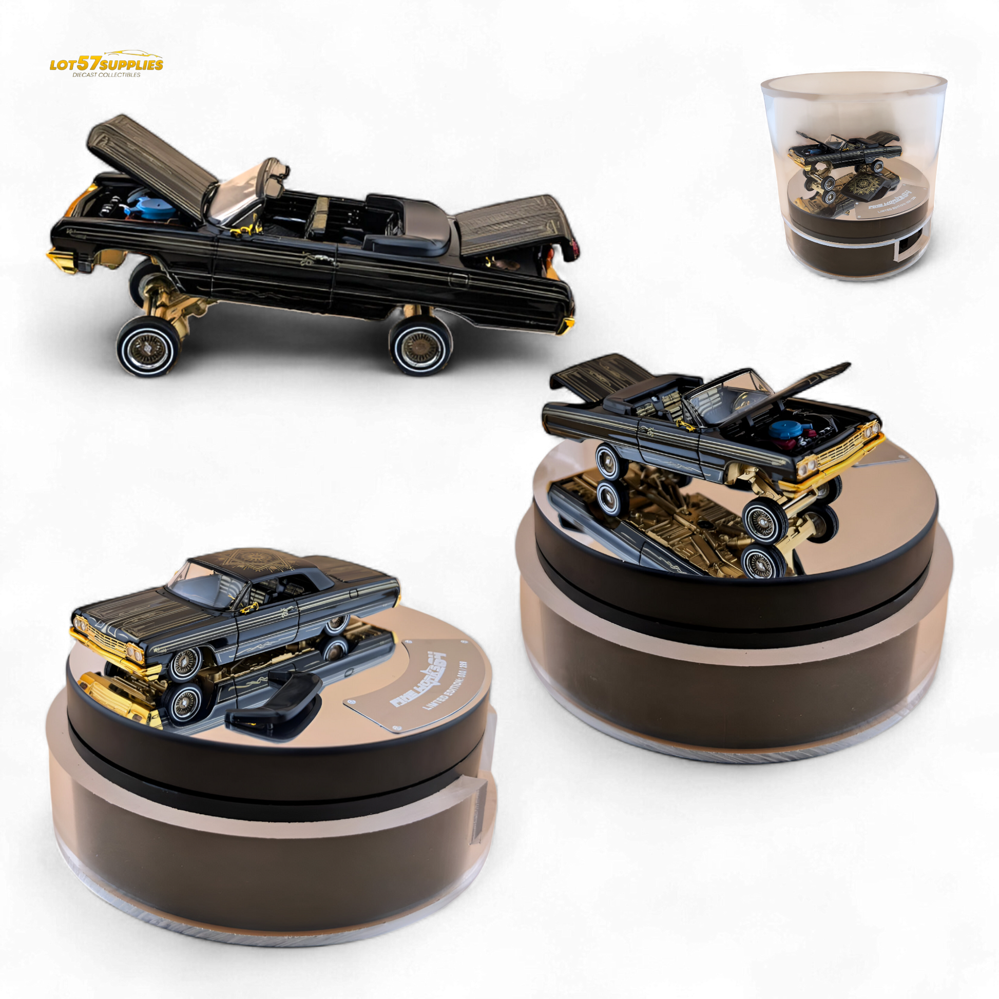 Fine Works64 Chevrolet Impala Lowrider Black Gold 1:64 - Evergreen Kings