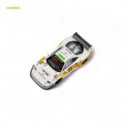 Yellow Ferrari Ghost Player LBWK F40 #23 diecast model in 1:64 scale, with detailed design and vibrant yellow color.