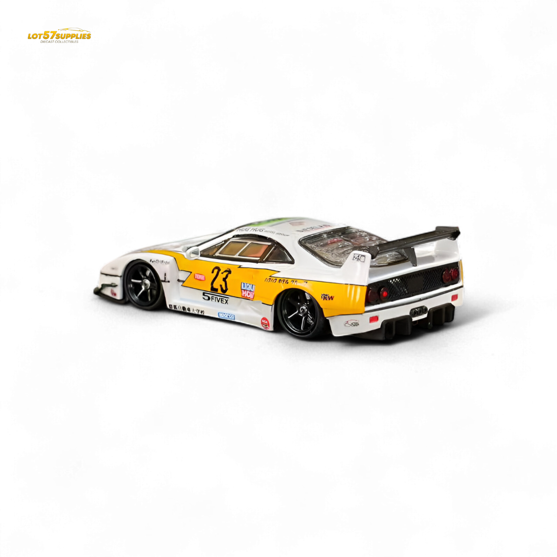 Yellow Ferrari Ghost Player LBWK F40 #23 1:64 diecast model from Lot57Supplies Diecast Shop, showing detailed exterior and racing decals.