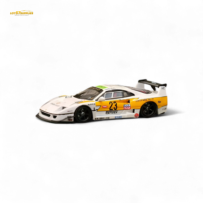 Yellow Ferrari Ghost Player LBWK F40 diecast model with #23 racing decals, 1:64 scale, by Lot57Supplies Diecast Shop.