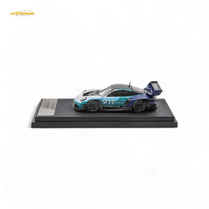 Pre-order diecast Porsche 911 GT3 R Rennsport blue-white 1:64 scale model by Lot57Supplies Diecast Shop.