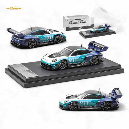 (Pre-Order) HKM Porsche 911 GT3 R Rennsport Blue-White 1:64 - Evergreen Kings