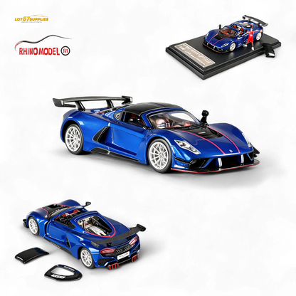 Blue Hennessey Venom F5 diecast model in 1:64 scale by Lot57Supplies Diecast Shop, detailed miniature car with sleek design.