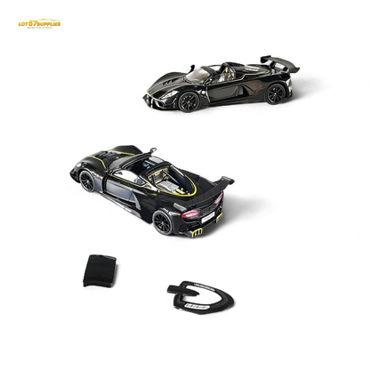 Black Hennessey Venom F5 diecast model by Rhino Model RM, 1:64 scale, detailed miniature sports car.