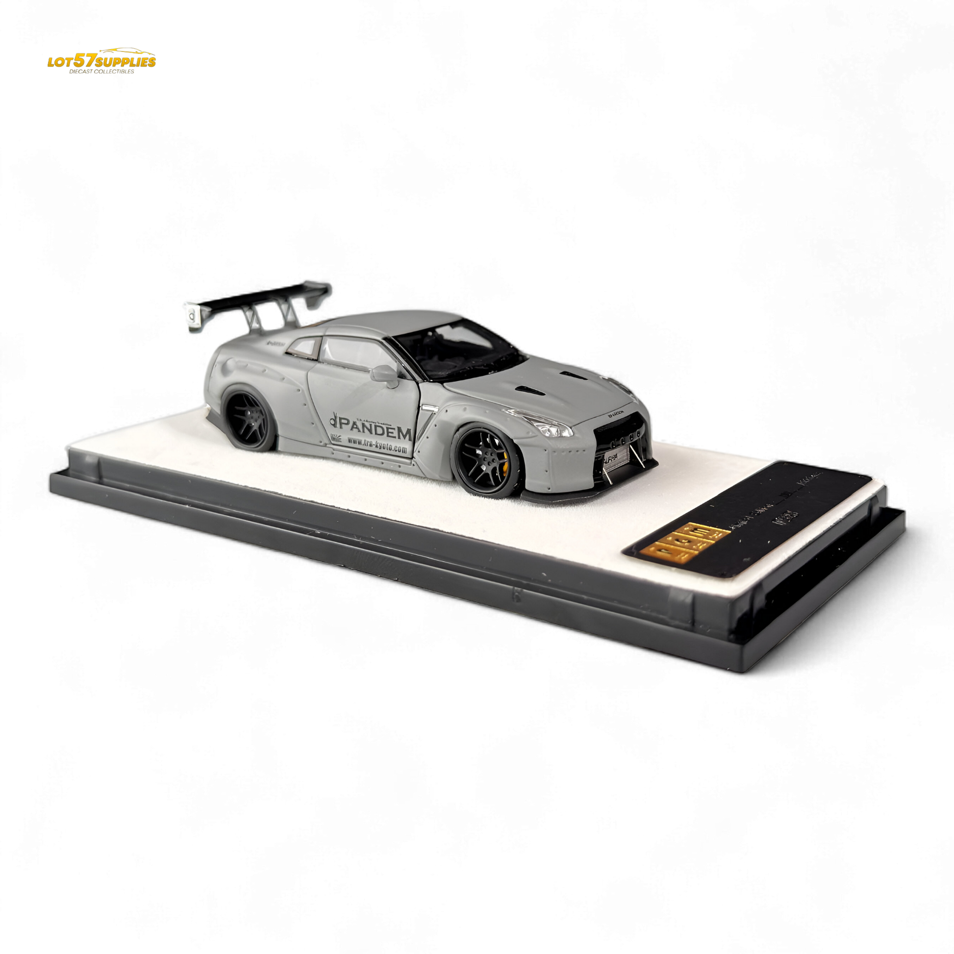 Diecast Nissan PGM Rocket Bunny R35 in combat grey, 1:64 scale, detailed model from Lot57Supplies Diecast Shop.
