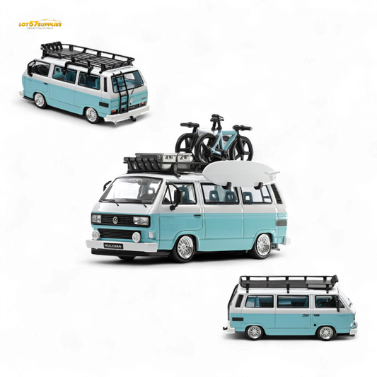 Mortal VW T3 Lowrider Van Tiff Blue + White 1:64 - Evergreen Kings