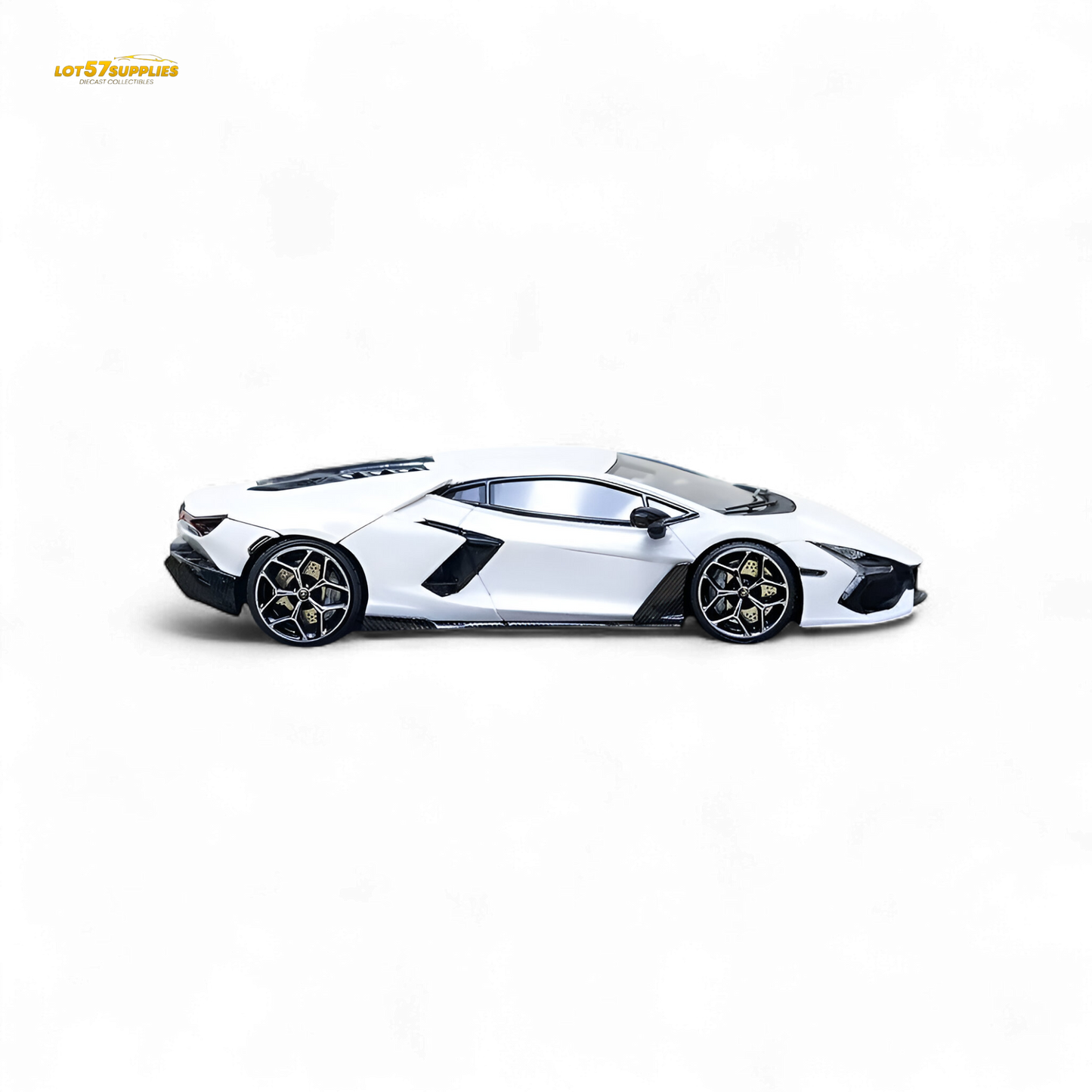White Lamborghini Ama64 Revuelto LB744 diecast model in 1:64 scale, detailed miniature car by Lot57Supplies Diecast Shop.