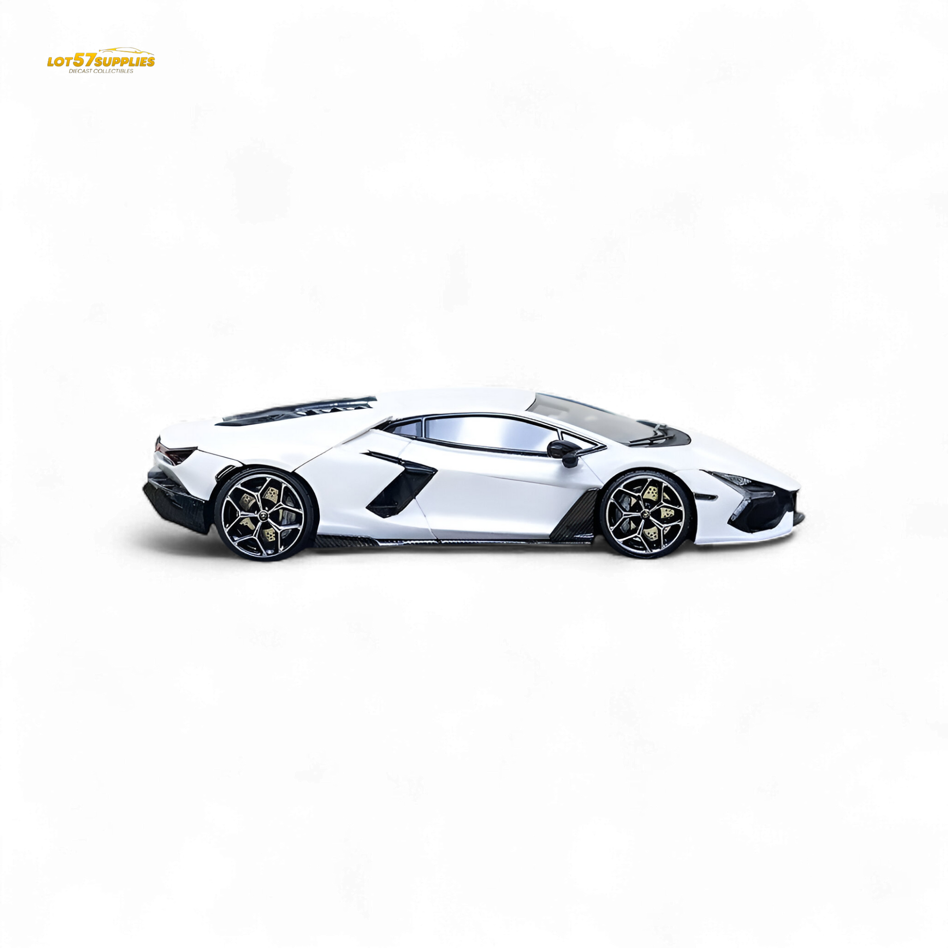 White Lamborghini Ama64 Revuelto LB744 diecast model in 1:64 scale, detailed miniature car by Lot57Supplies Diecast Shop.
