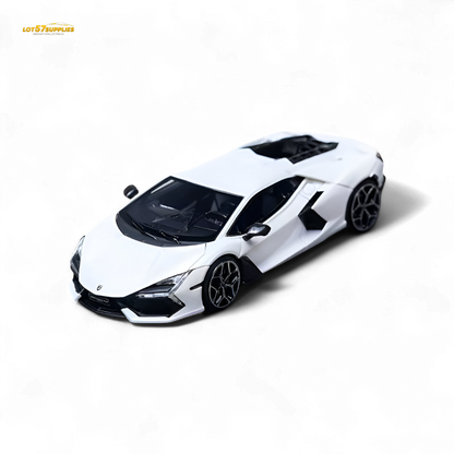 White Lamborghini Ama64 Revuelto LB744 diecast model car, 1:64 scale, detailed and realistic, from Lot57Supplies Diecast Shop.