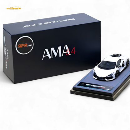 White Lamborghini Ama64 Revuelto LB744 diecast model by Lot57Supplies, detailed 1:64 scale Lamborghini collectible car.