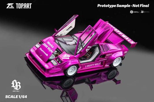 Topart Lamborghini Countach LBWK Flash Pink White 1:64 - Evergreen Kings