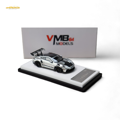 Pre-order VMB Porsche 992 GT3 RS diecast model in GT Silver, 1:64 scale by Lot57Supplies Diecast Shop, detailed miniature car.