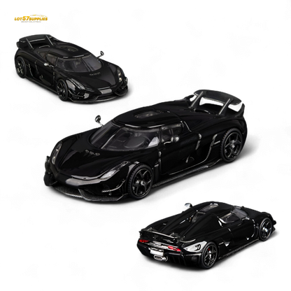 Pre-order Lot57Supplies Diecast Shop Regera Pearl Black 1:64 scale model car, detailed diecast collectible.