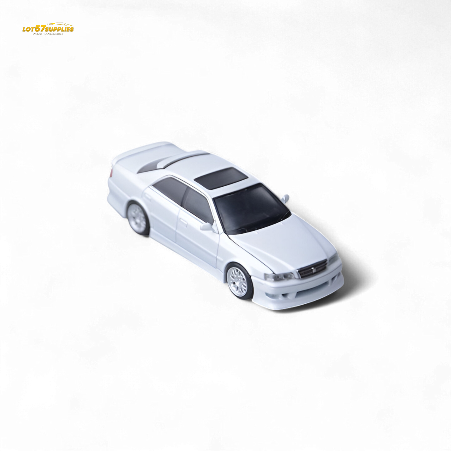 Pearl white Toyota JZX100 diecast model car by Lot57Supplies, detailed 1:64 scale toy vehicle from the Model One series.