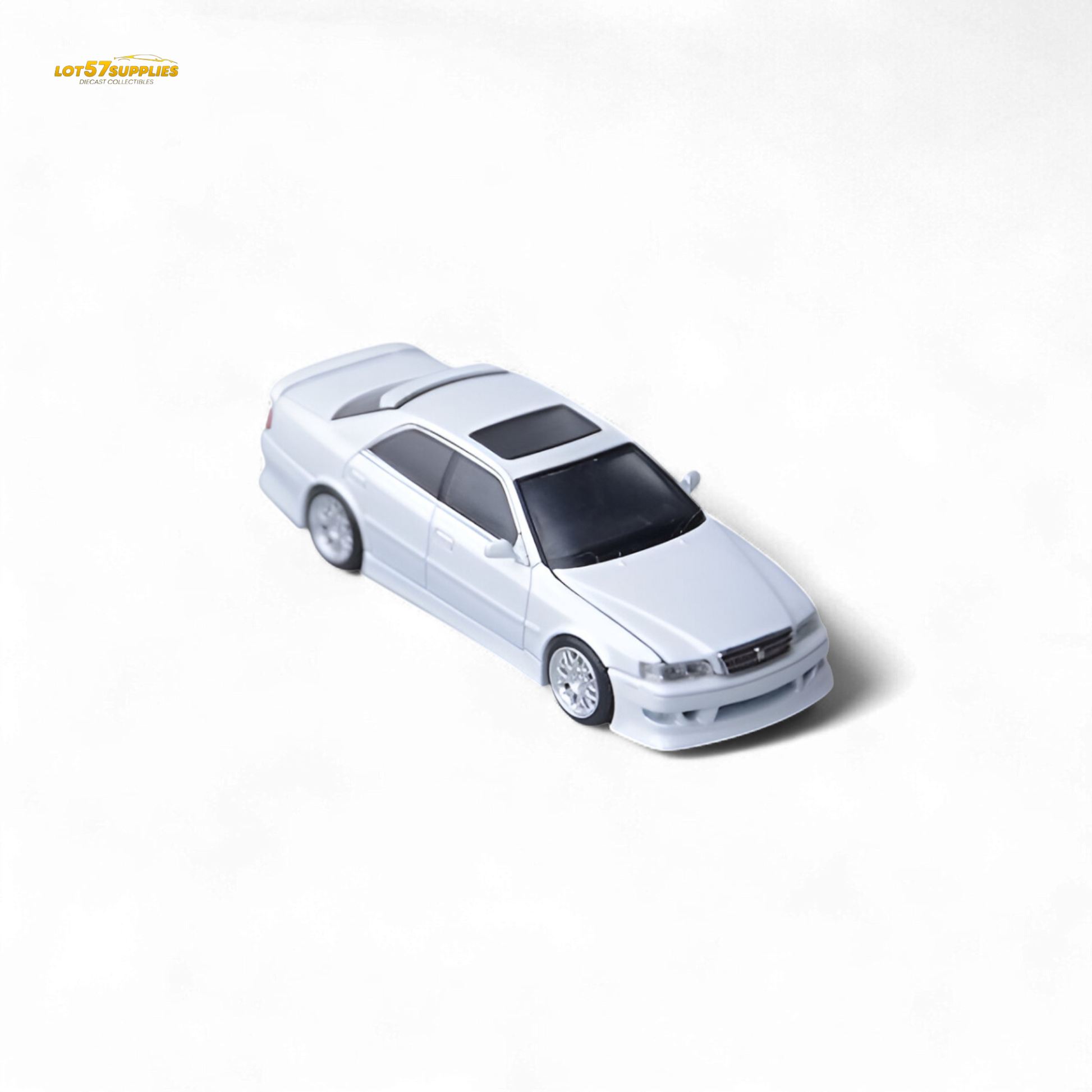 Pearl white Toyota JZX100 diecast model car by Lot57Supplies, detailed 1:64 scale toy vehicle from the Model One series.