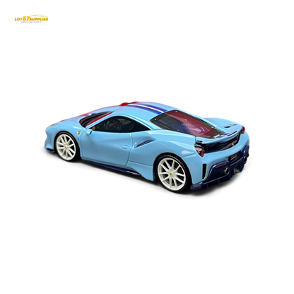 Diecast Ferrari 488 Pista wheel in Prata Blue, 1:64 scale, featuring detailed rotating wheel design from Lot57Supplies Diecast Shop.