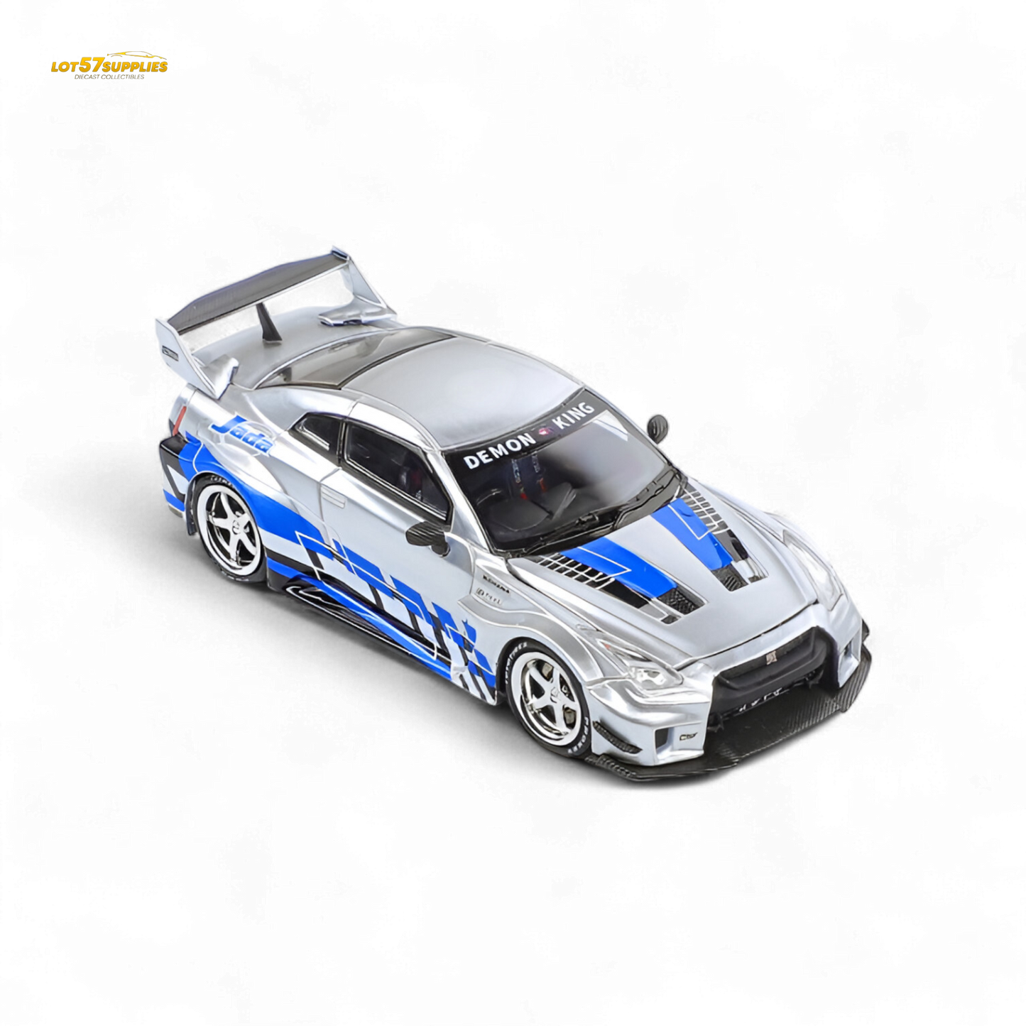 Blue Nissan Demon King Auto GTR35 RR diecast model in blue with blueberry livery, 1:64 scale from Lot57Supplies Diecast Shop.
