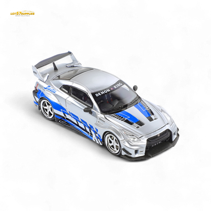 Blue Nissan Demon King Auto GTR35 RR diecast model in blue with blueberry livery, 1:64 scale from Lot57Supplies Diecast Shop.