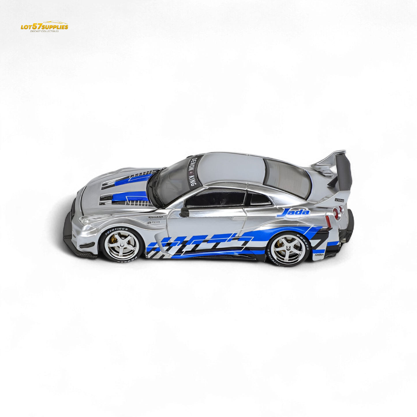 Blue Nissan Demon King Auto GTR35 RR diecast model with Blueberry Livery, 1:64 scale, by Lot57Supplies Diecast Shop.
