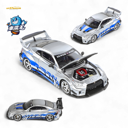Blue Nissan Demon King Auto GTR35 RR diecast model in Blueberry Livery, 1:64 scale, by Lot57Supplies Diecast Shop