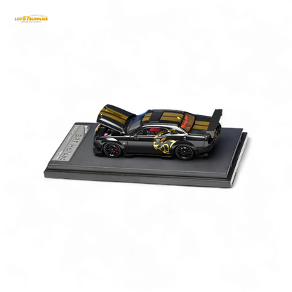 Dodge Stance Hunters Challenger SRT Hellcat diecast model in 1:64 scale, with detailed design and vibrant paint.