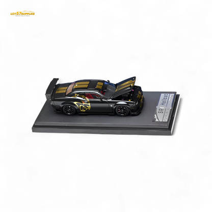 Dodge Stance Hunters Challenger SRT Hellcat diecast model in 1:64 scale, detailed black and red design, collectible toy by Lot57Supplies.