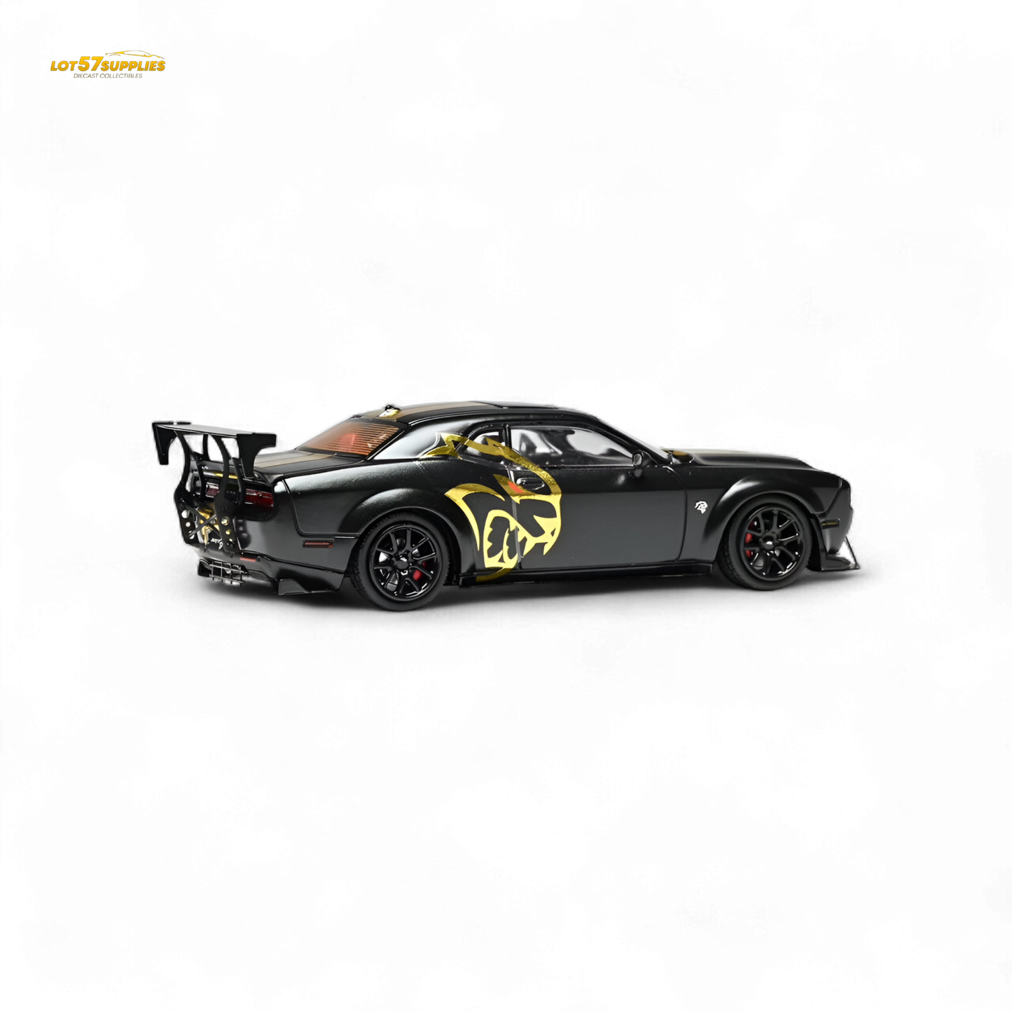 Pre-order Dodge Stance Hunters Challenger SRT Hellcat diecast model in 1:64 scale, featuring detailed design and vibrant paint.