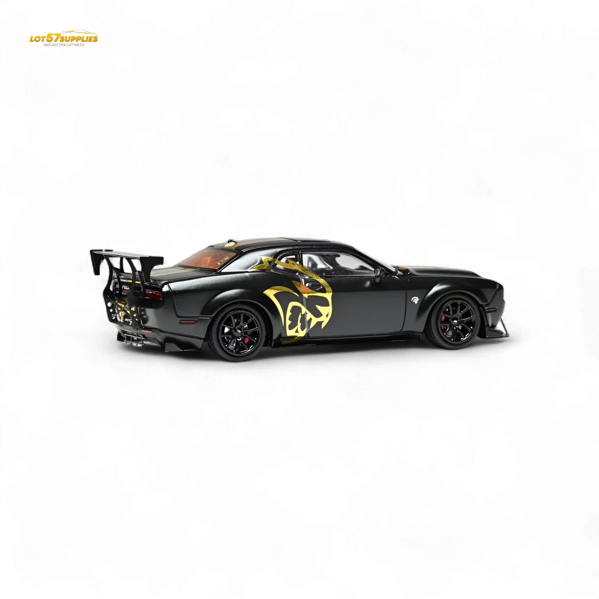 Pre-order Dodge Stance Hunters Challenger SRT Hellcat diecast model in 1:64 scale, featuring detailed design and vibrant paint.