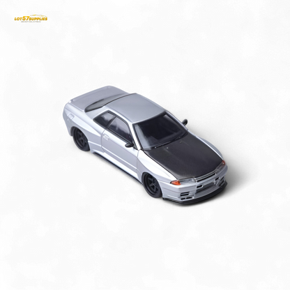 Silver Focal Horizon Skyline GT-R R32 diecast model car, Nissan 1:64 scale, detailed miniature collectible from Lot57Supplies Diecast Shop