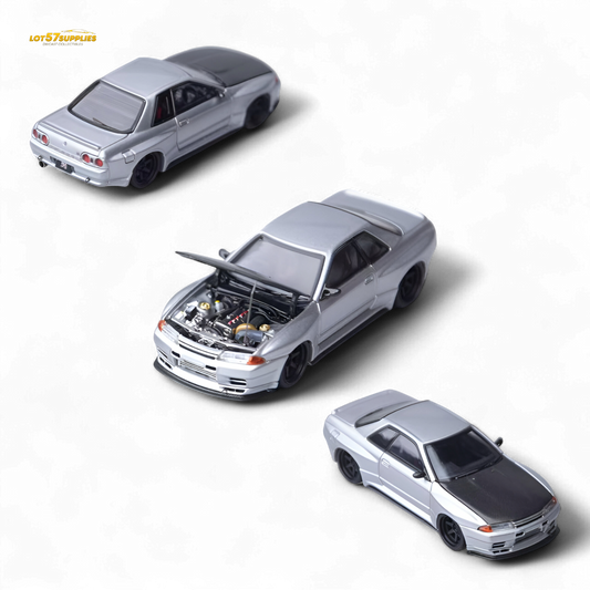 Focal Horizon Skyline GT-R R32 Silver Garage Active 1:64 - Evergreen Kings