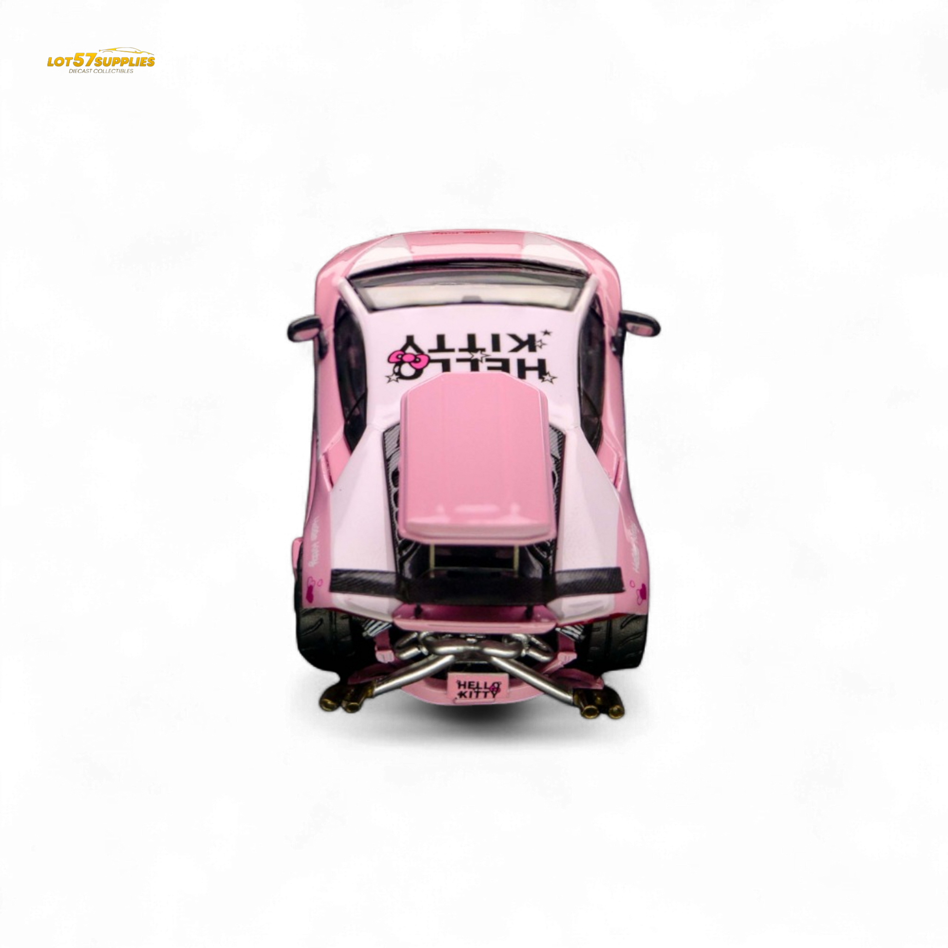 Lamborghini TPC LP610 Modified Hello Kitty 1:64 diecast model in pink with Hello Kitty design, detailed miniature car.
