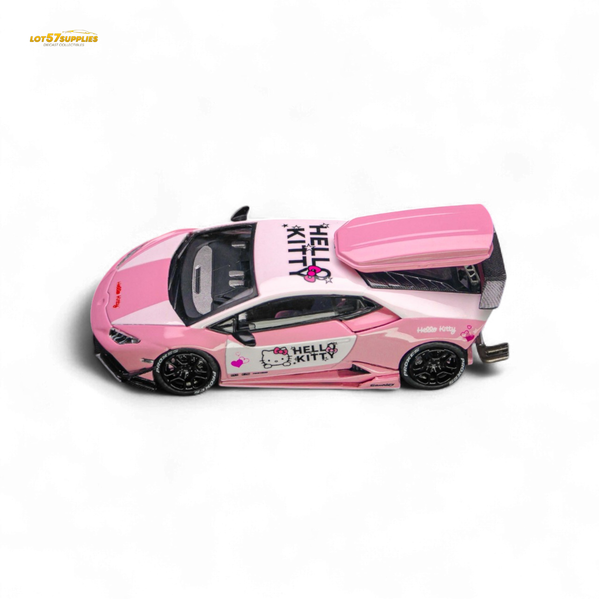 Lamborghini TPC LP610 Modified Hello Kitty 1:64 diecast model in pink with Hello Kitty design from Lot57Supplies Diecast Shop