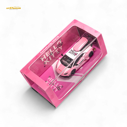 Lamborghini TPC LP610 Modified Hello Kitty 1:64 diecast model in pink with Hello Kitty design, detailed miniature car.